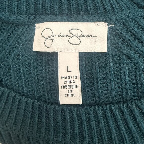 Jessica Simpson Teal Ribbed Knit Sweater | Relaxed Fit | Size L - Picture 7 of 9